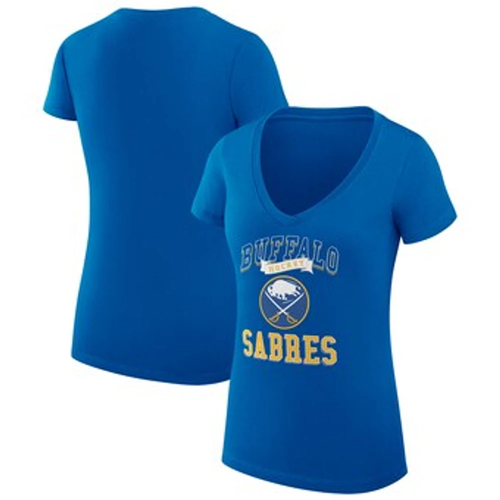 Women's G-III 4Her by Carl Banks Royal Buffalo Sabres Super-Slim Fit Lightweight Team Logo Graphic V-Neck T-Shirt