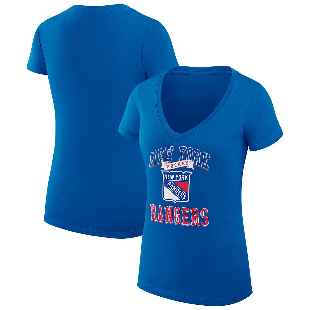Women's G-III 4Her by Carl Banks New York Rangers Super-Slim Fit Lightweight Team Logo Graphic V-Neck T-Shirt