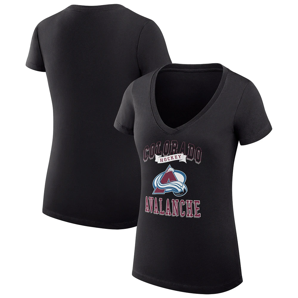 Women's G-III 4Her by Carl Banks Colorado Avalanche Super-Slim Fit Lightweight Team Logo Graphic V-Neck T-Shirt