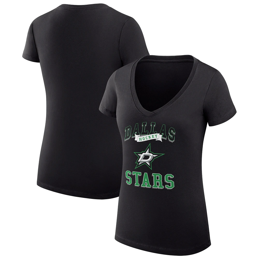 Women's G-III 4Her by Carl Banks Dallas Stars Super-Slim Fit Lightweight Team Logo Graphic V-Neck T-Shirt