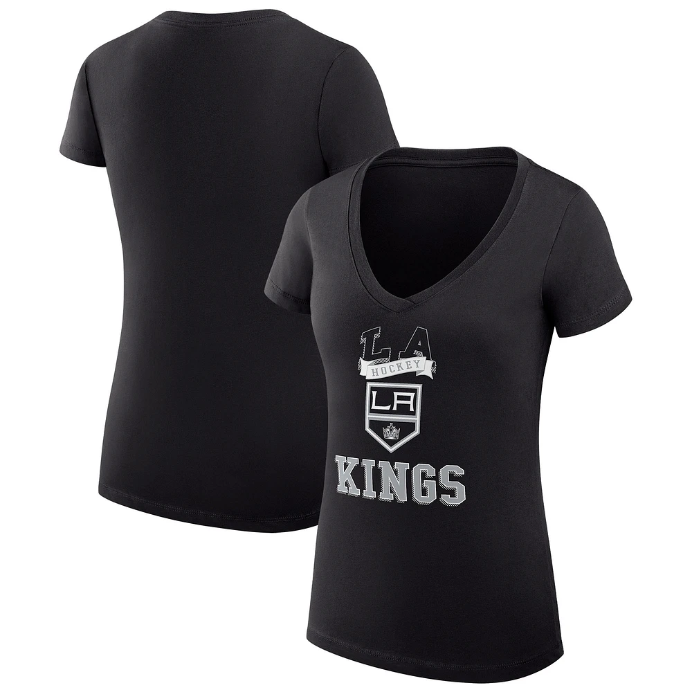 Women's G-III 4Her by Carl Banks Los Angeles Kings Super-Slim Fit Lightweight Team Logo Graphic V-Neck T-Shirt
