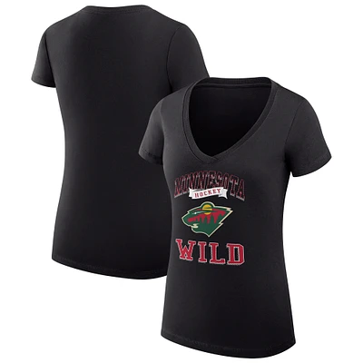 Women's G-III 4Her by Carl Banks Minnesota Wild Super-Slim Fit Lightweight Team Logo Graphic V-Neck T-Shirt