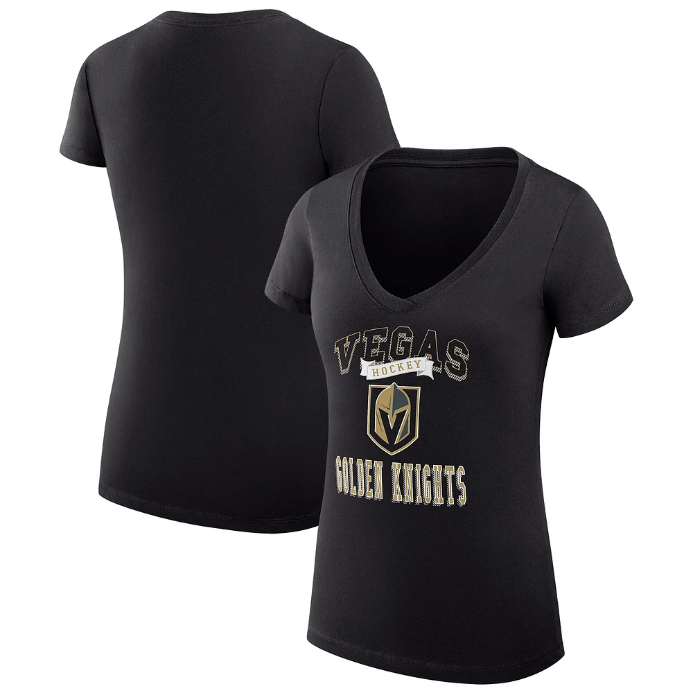 Women's G-III 4Her by Carl Banks Vegas Golden Knights Super-Slim Fit Lightweight Team Logo Graphic V-Neck T-Shirt