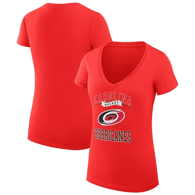 Women's G-III 4Her by Carl Banks Carolina Hurricanes Super-Slim Fit Lightweight Team Logo Graphic V-Neck T-Shirt