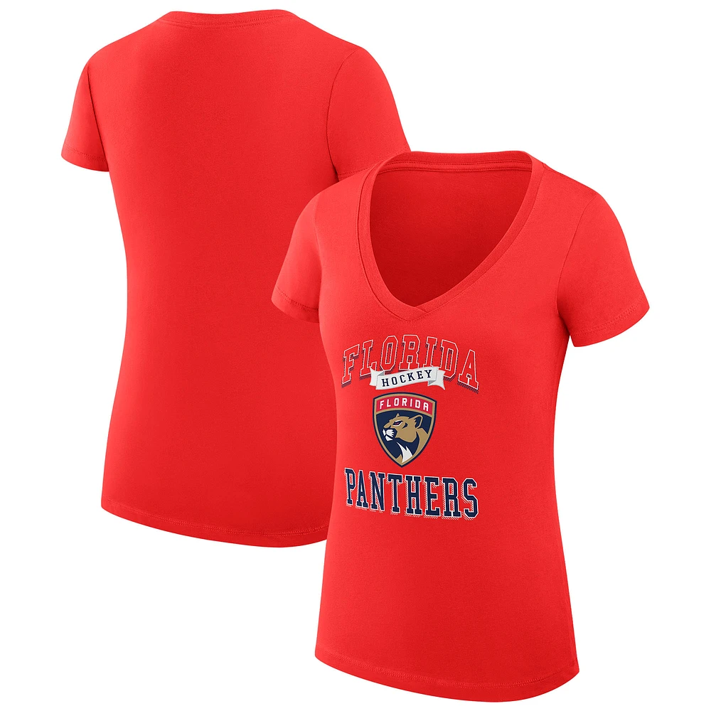 Women's G-III 4Her by Carl Banks Florida Panthers Super-Slim Fit Lightweight Team Logo Graphic V-Neck T-Shirt