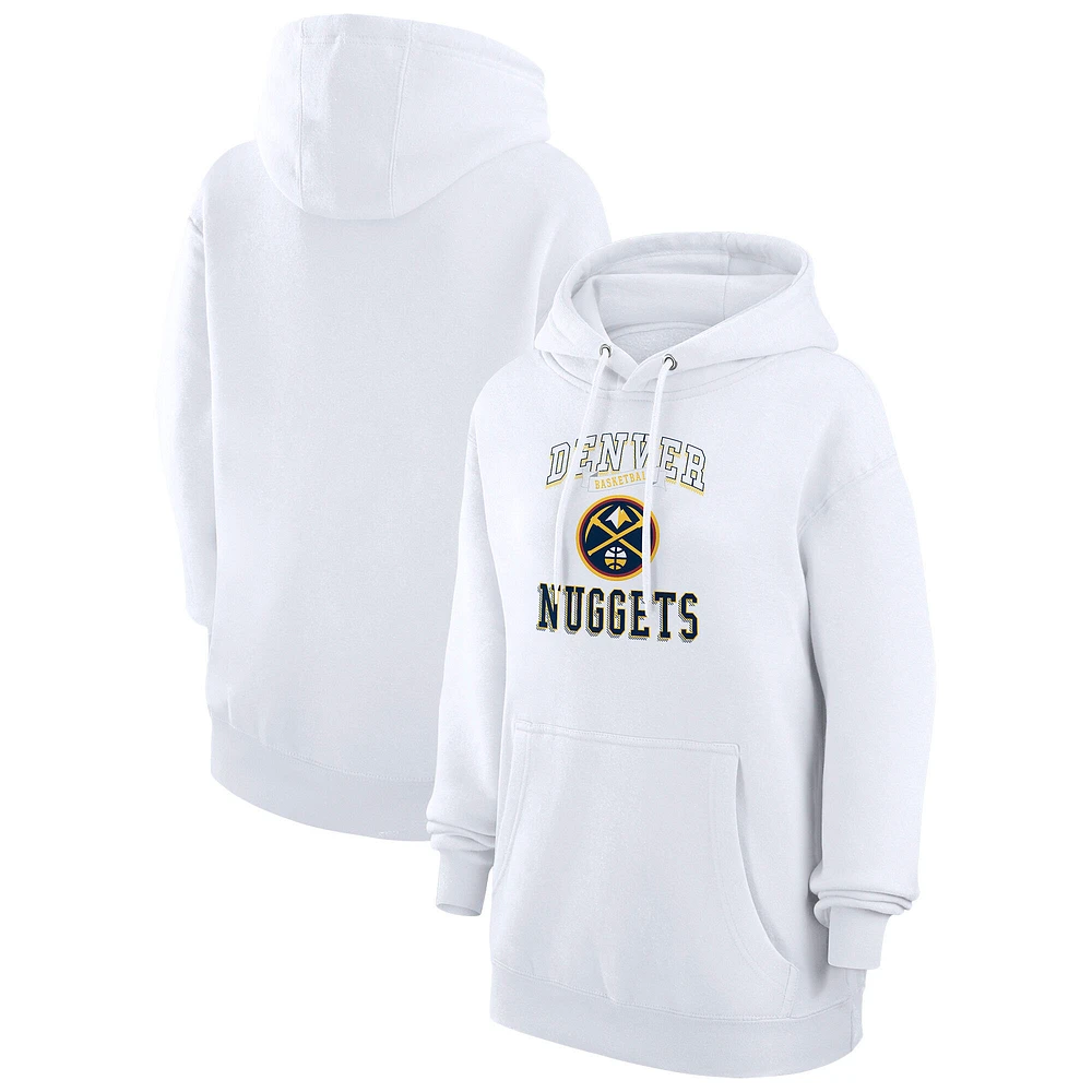Women's G-III 4Her by Carl Banks White Denver Nuggets Graphic Fleece Pullover Hoodie