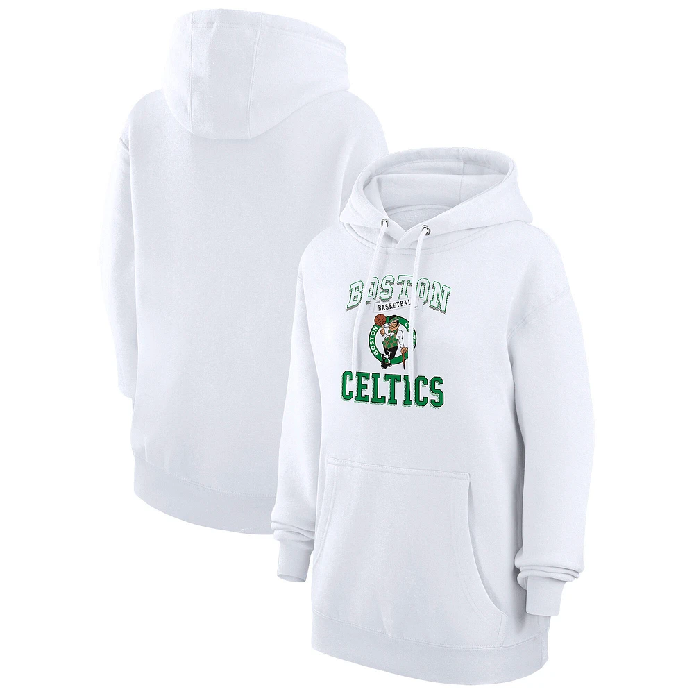 Women's G-III 4Her by Carl Banks White Boston Celtics Graphic Fleece Pullover Hoodie