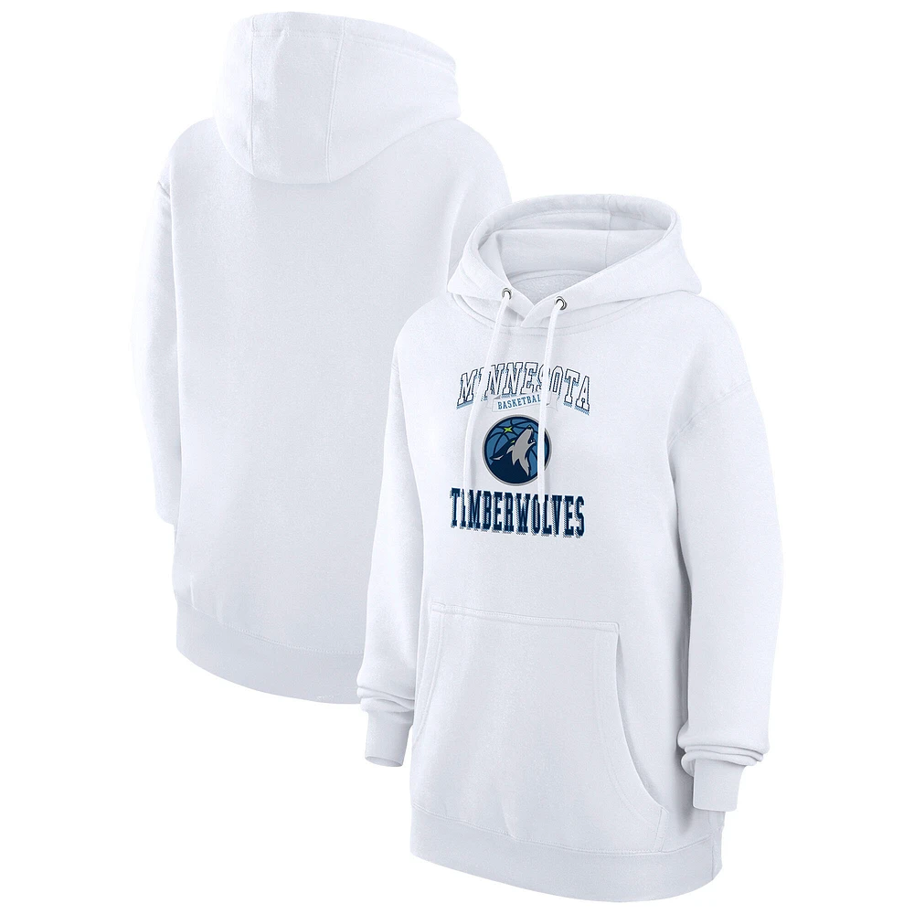 Women's G-III 4Her by Carl Banks White Minnesota Timberwolves Graphic Fleece Pullover Hoodie