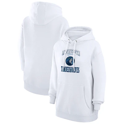 Women's G-III 4Her by Carl Banks White Minnesota Timberwolves Graphic Fleece Pullover Hoodie