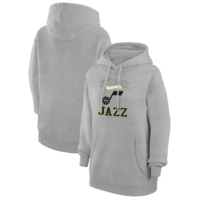 Women's G-III 4Her by Carl Banks Heather Gray Utah Jazz Graphic Fleece Pullover Hoodie