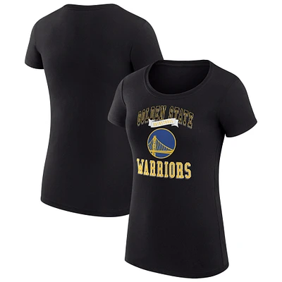 Women's G-III 4Her by Carl Banks Black Golden State Warriors Super-Slim Fit Lightweight Team Logo T-Shirt