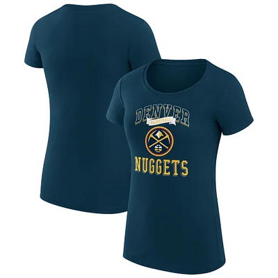 Women's G-III 4Her by Carl Banks Navy Denver Nuggets Super-Slim Fit Lightweight Team Logo T-Shirt