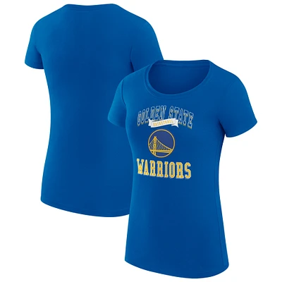 Women's G-III 4Her by Carl Banks Royal Golden State Warriors Super-Slim Fit Lightweight Team Logo T-Shirt