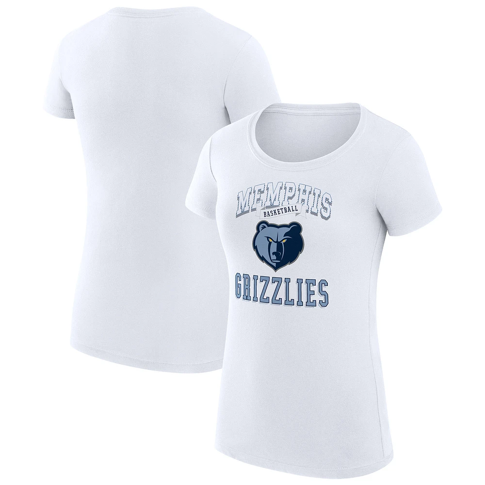 Women's G-III 4Her by Carl Banks White Memphis Grizzlies Super-Slim Fit Lightweight Team Logo T-Shirt