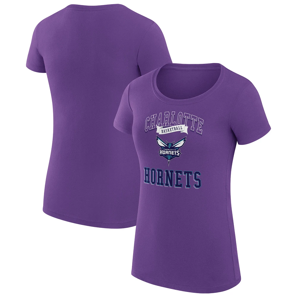 Women's G-III 4Her by Carl Banks Purple Charlotte Hornets Super-Slim Fit Lightweight Team Logo T-Shirt