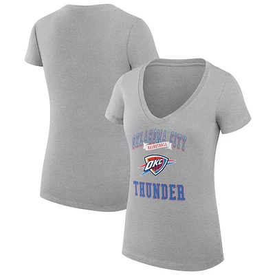 Women's G-III 4Her by Carl Banks Heather Gray Oklahoma City Thunder Super-Slim Fit Lightweight Team Logo V-Neck T-Shirt