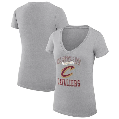 Women's G-III 4Her by Carl Banks Heather Gray Cleveland Cavaliers Super-Slim Fit Lightweight Team Logo V-Neck T-Shirt