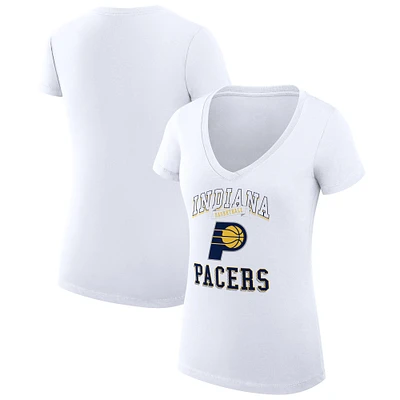 Women's G-III 4Her by Carl Banks White Indiana Pacers Super-Slim Fit Lightweight Team Logo V-Neck T-Shirt