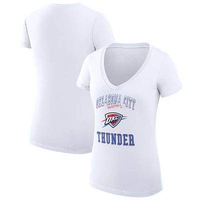 Women's G-III 4Her by Carl Banks White Oklahoma City Thunder Super-Slim Fit Lightweight Team Logo V-Neck T-Shirt