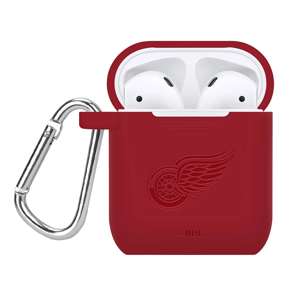 Crimson Detroit Red Wings Debossed Silicone AirPods Case Cover
