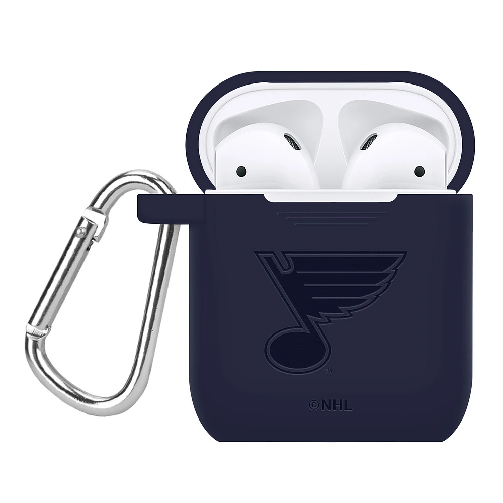 Navy St. Louis Blues Debossed Silicone AirPods Case Cover