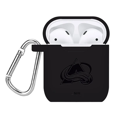 Black Colorado Avalanche Debossed Silicone AirPods Case Cover