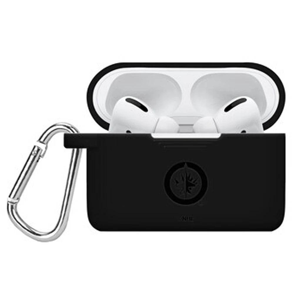 Black Winnipeg Jets Debossed Silicone Airpods Pro Case Cover