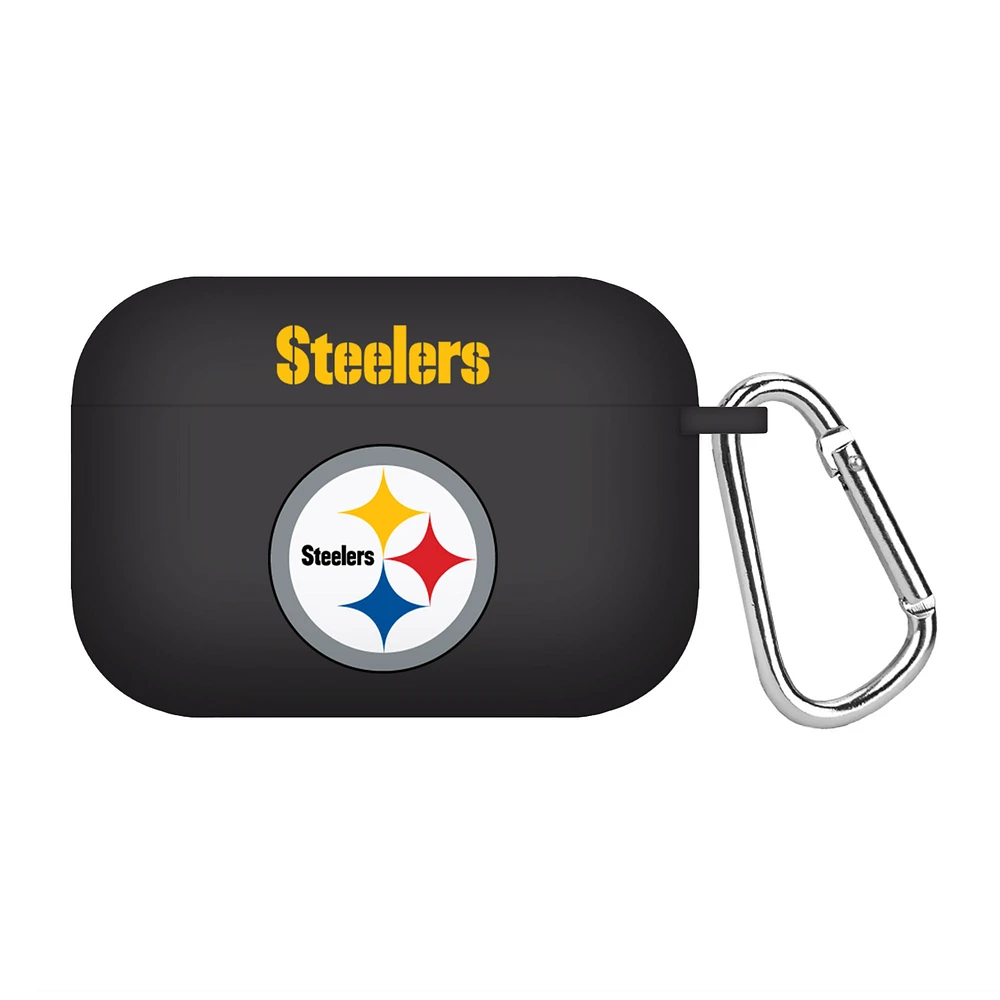 Black Pittsburgh Steelers Silicone AirPods Pro Case Cover