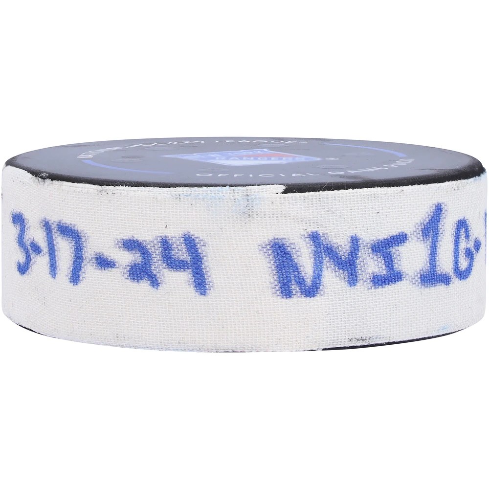 Bo Horvat New York Islanders Game-Used Goal Puck from March 17, 2024 Vs. New York Rangers