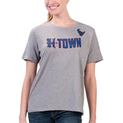 Women's G-III 4Her by Carl Banks Heather Gray Houston Texans Super-Slim Fit Lightweight H-Town T-Shirt