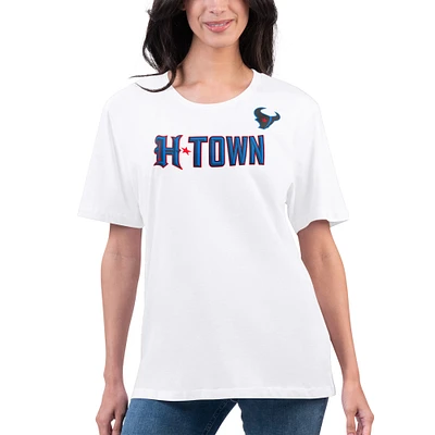 Women's G-III 4Her by Carl Banks White Houston Texans Super-Slim Fit Lightweight H-Town T-Shirt