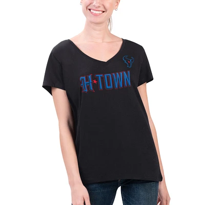 Women's G-III 4Her by Carl Banks Black Houston Texans Super-Slim Fit Lightweight H-Town V-Neck T-Shirt