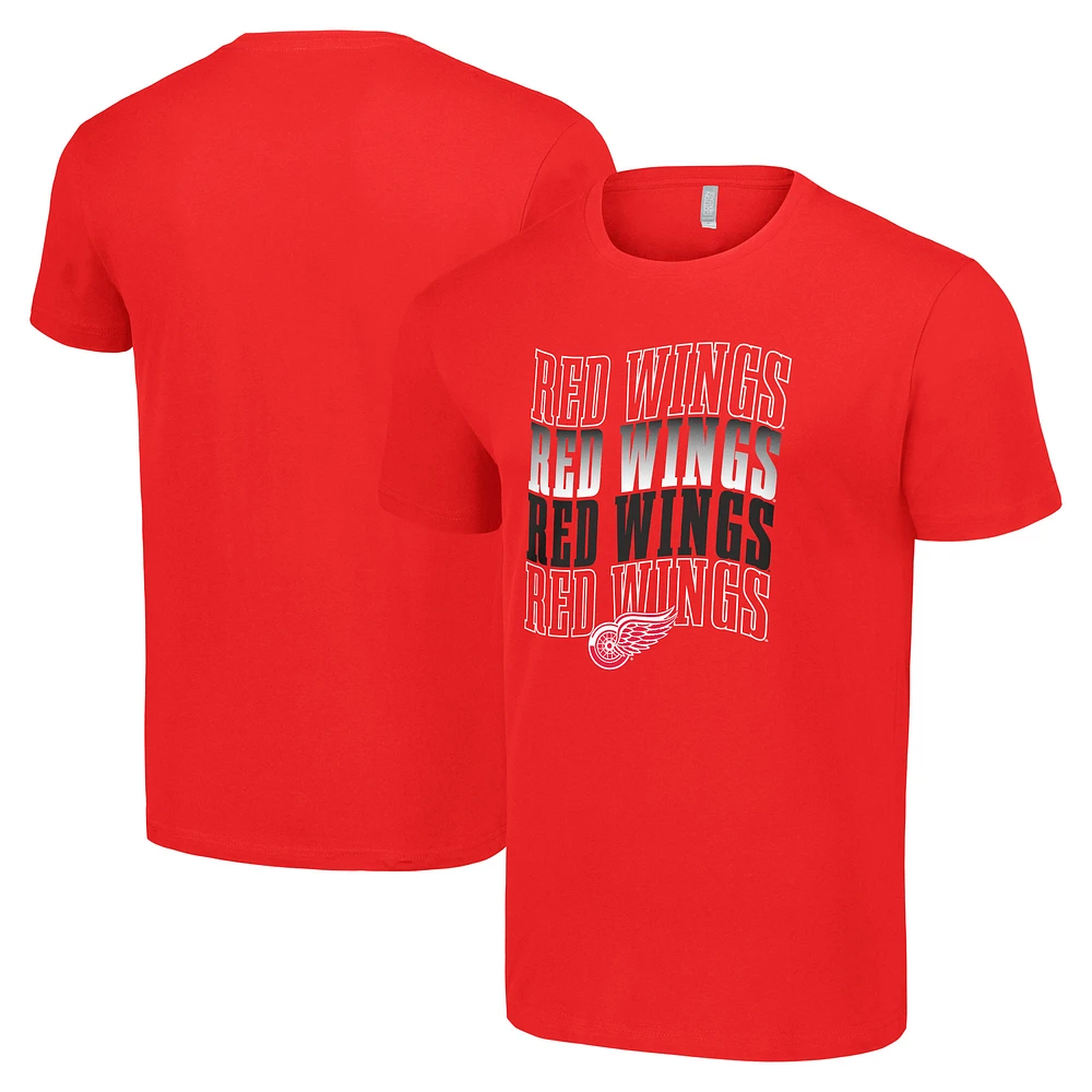Men's Starter Red Detroit Wings Four Team Name Logo T-Shirt