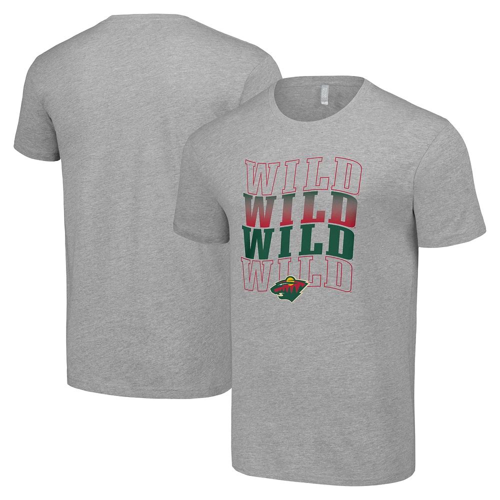 Men's Starter Heather Gray Minnesota Wild Four Team Name Logo T-Shirt