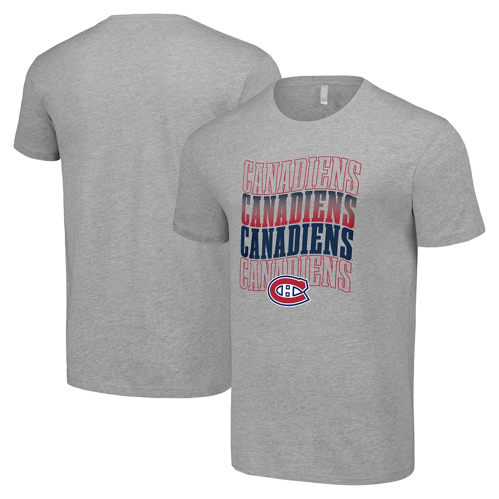 Men's Starter Heather Gray Montreal Canadiens Four Team Name Logo T-Shirt
