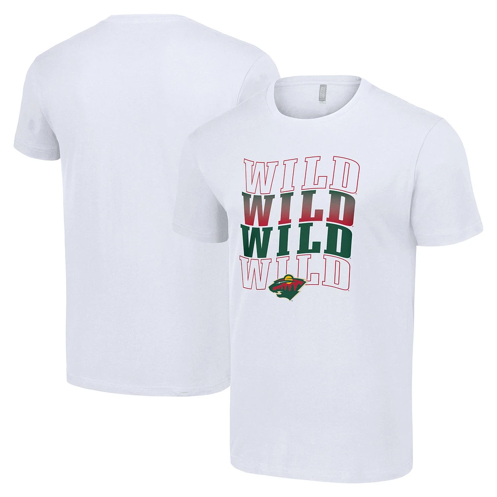Men's Starter White Minnesota Wild Four Team Name Logo T-Shirt