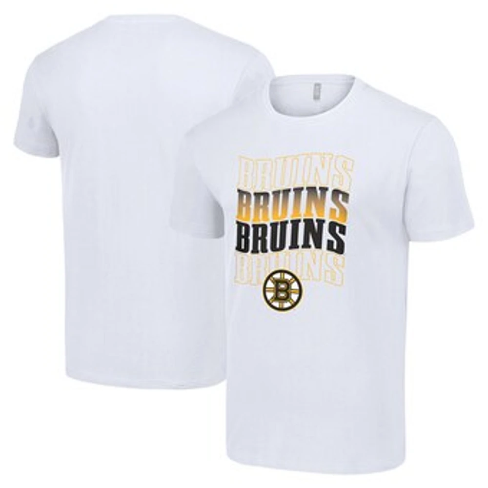 Men's Starter White Boston Bruins Four Team Name Logo T-Shirt