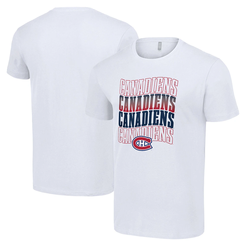 Men's Starter White Montreal Canadiens Four Team Name Logo T-Shirt