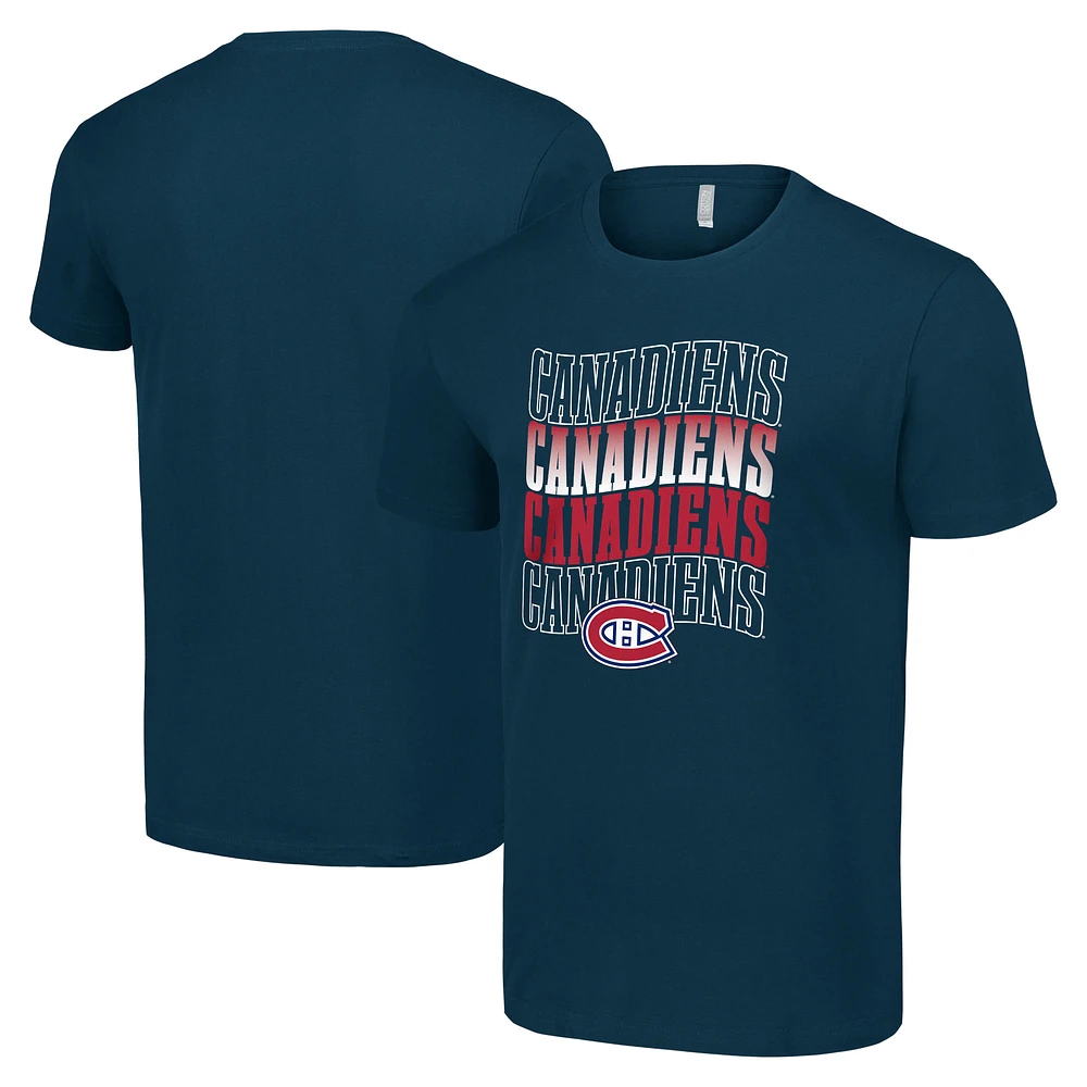 Men's Starter Navy Montreal Canadiens Four Team Name Logo T-Shirt