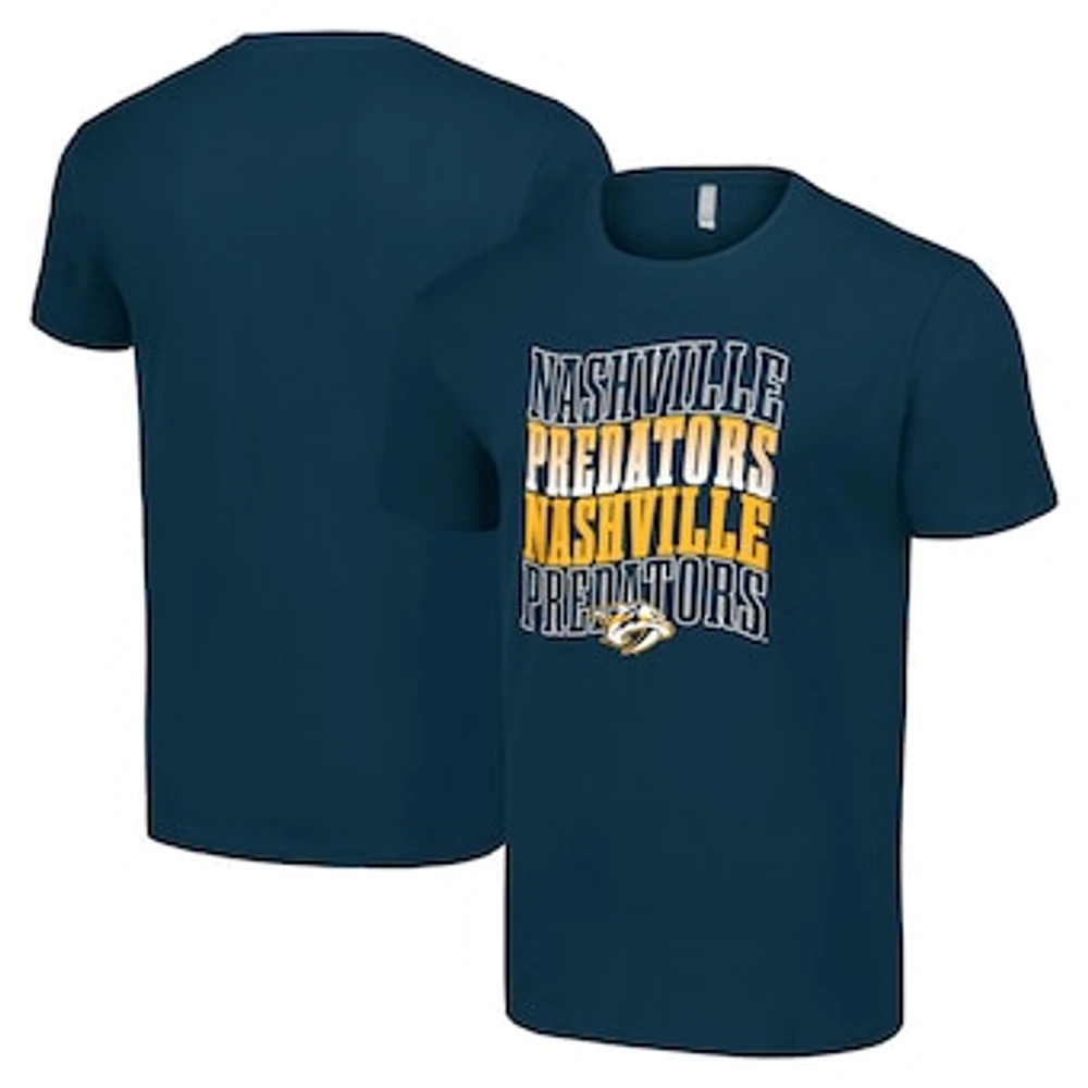 Men's Starter Navy Nashville Predators Four Team Name Logo T-Shirt