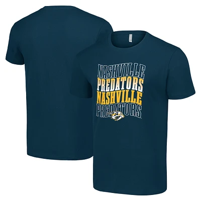 Men's Starter Navy Nashville Predators Four Team Name Logo T-Shirt