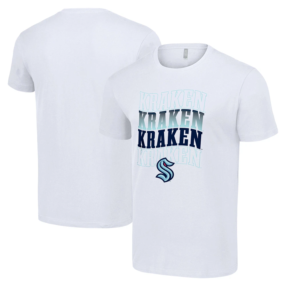 Men's Starter White Seattle Kraken Four Team Name Logo T-Shirt