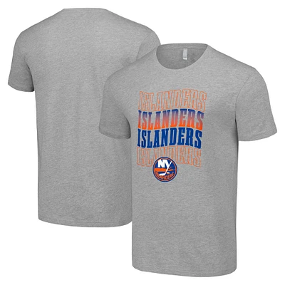 Men's Starter Heather Gray New York Islanders Four Team Name Logo T-Shirt