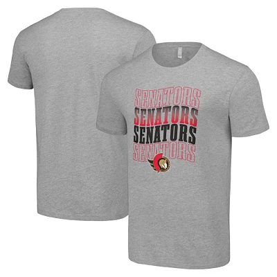 Men's Starter Heather Gray Ottawa Senators Four Team Name Logo T-Shirt