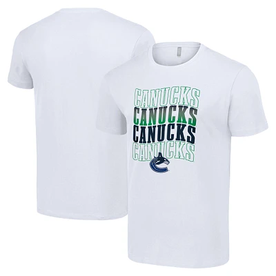 Men's Starter White Vancouver Canucks Four Team Name Logo T-Shirt