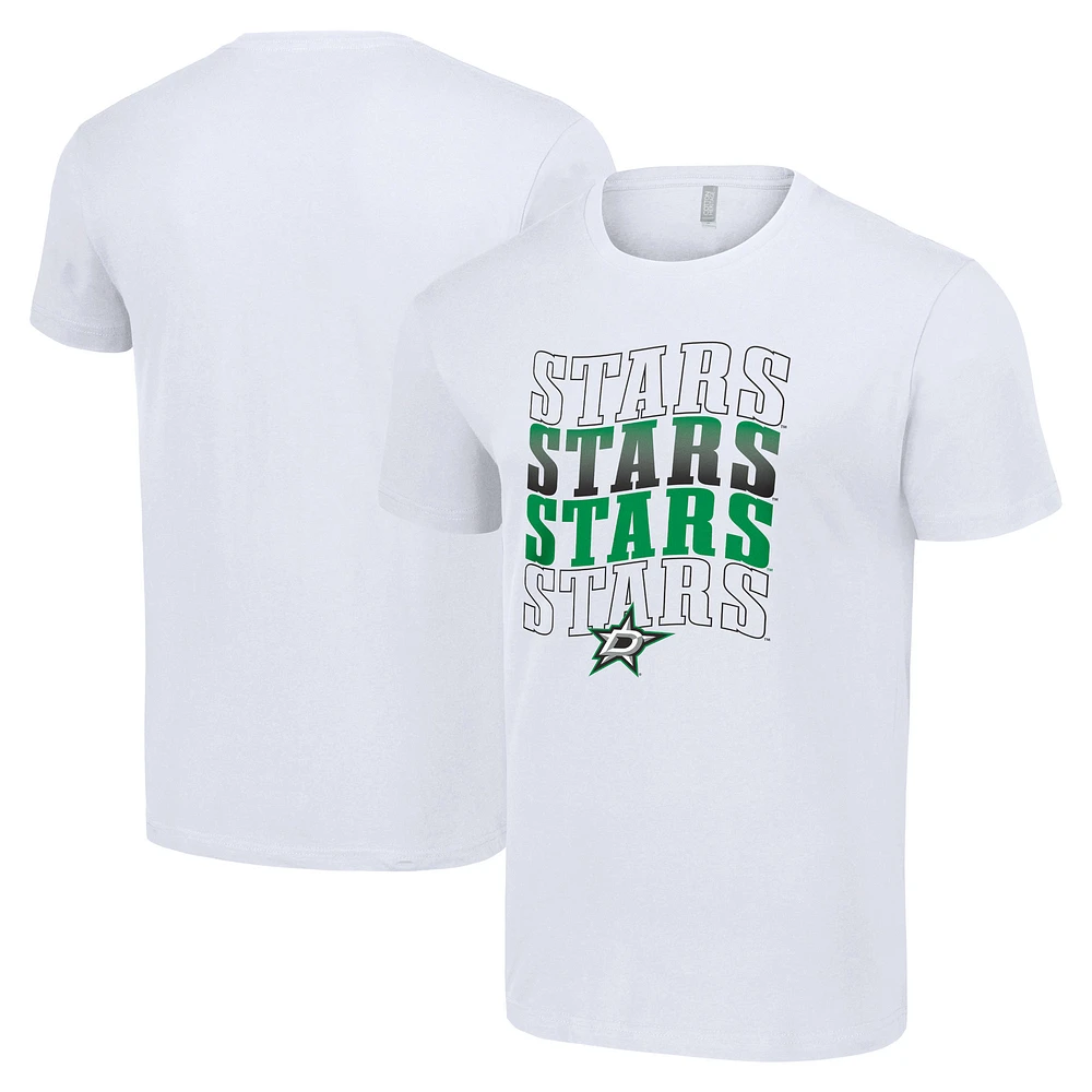Men's Starter White Dallas Stars Four Team Name Logo T-Shirt