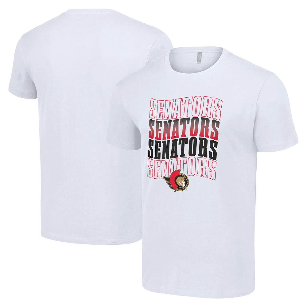 Men's Starter White Ottawa Senators Four Team Name Logo T-Shirt