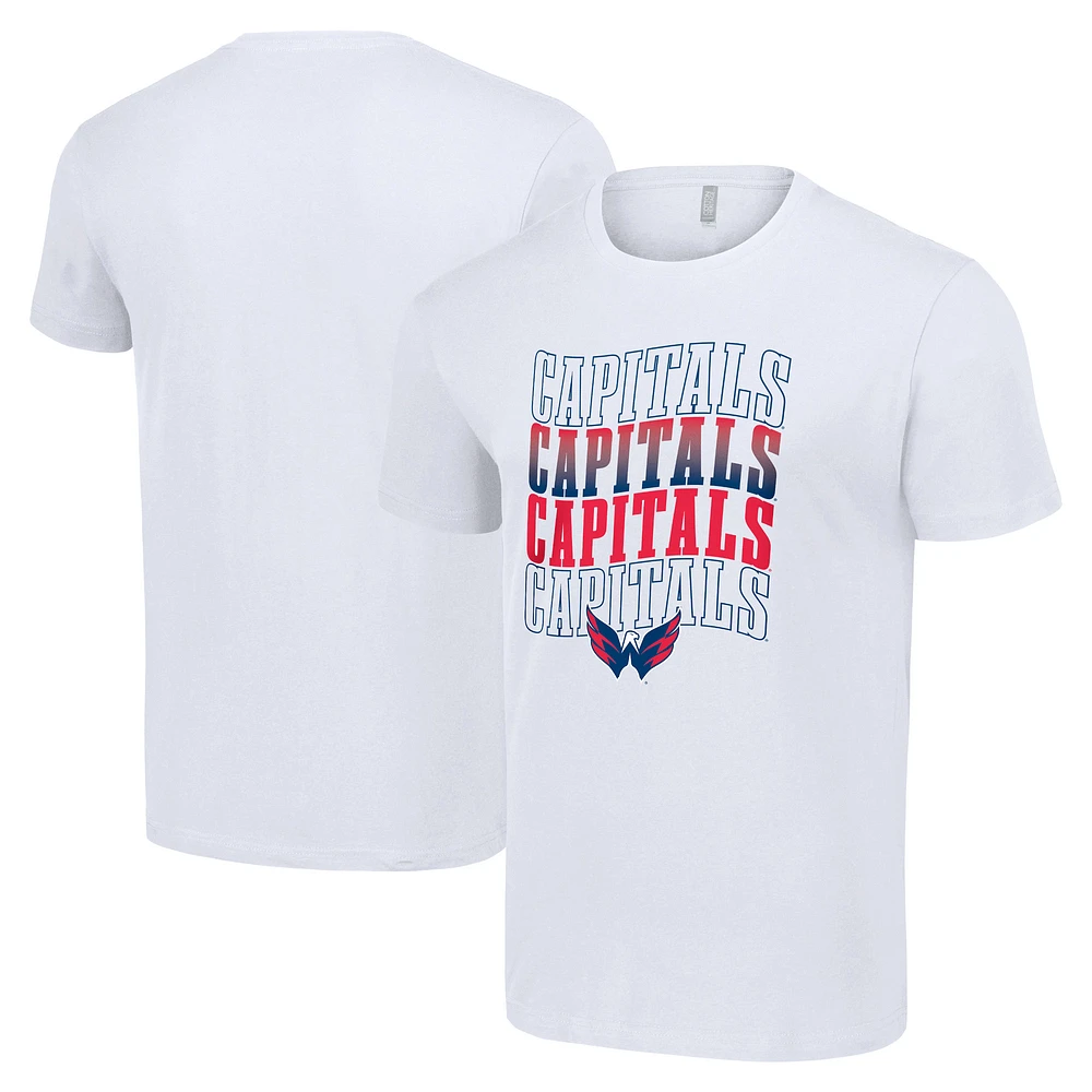 Men's Starter White Washington Capitals Four Team Name Logo T-Shirt