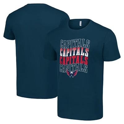 Men's Starter Navy Washington Capitals Four Team Name Logo T-Shirt