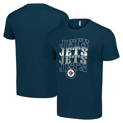 Men's Starter Navy Winnipeg Jets Four Team Name Logo T-Shirt